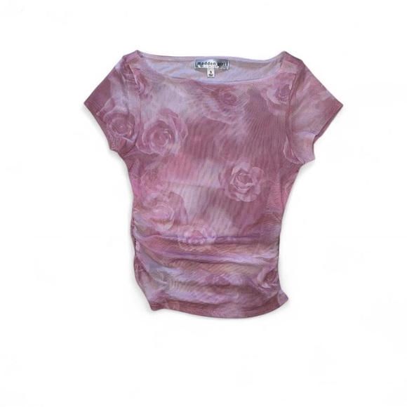 Madden Girl roses sheer top in size Small. New! - Picture 2 of 6